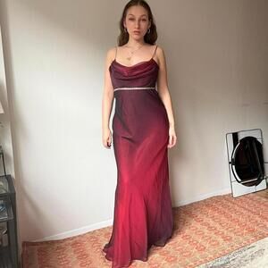 gorgeous 90s vampy shimmering deep cherry red prom dress gown